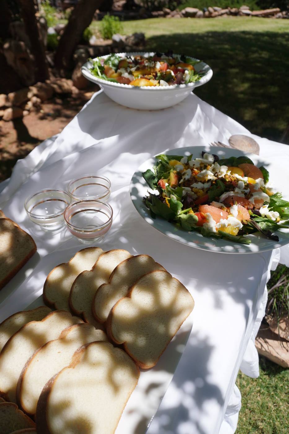 Outdoor catering spread