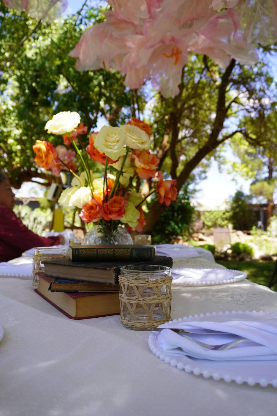 Garden tablescape with roses