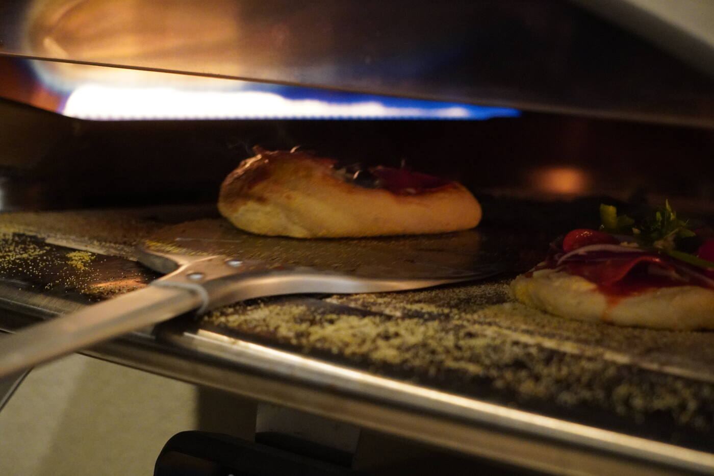Pizza in fire oven