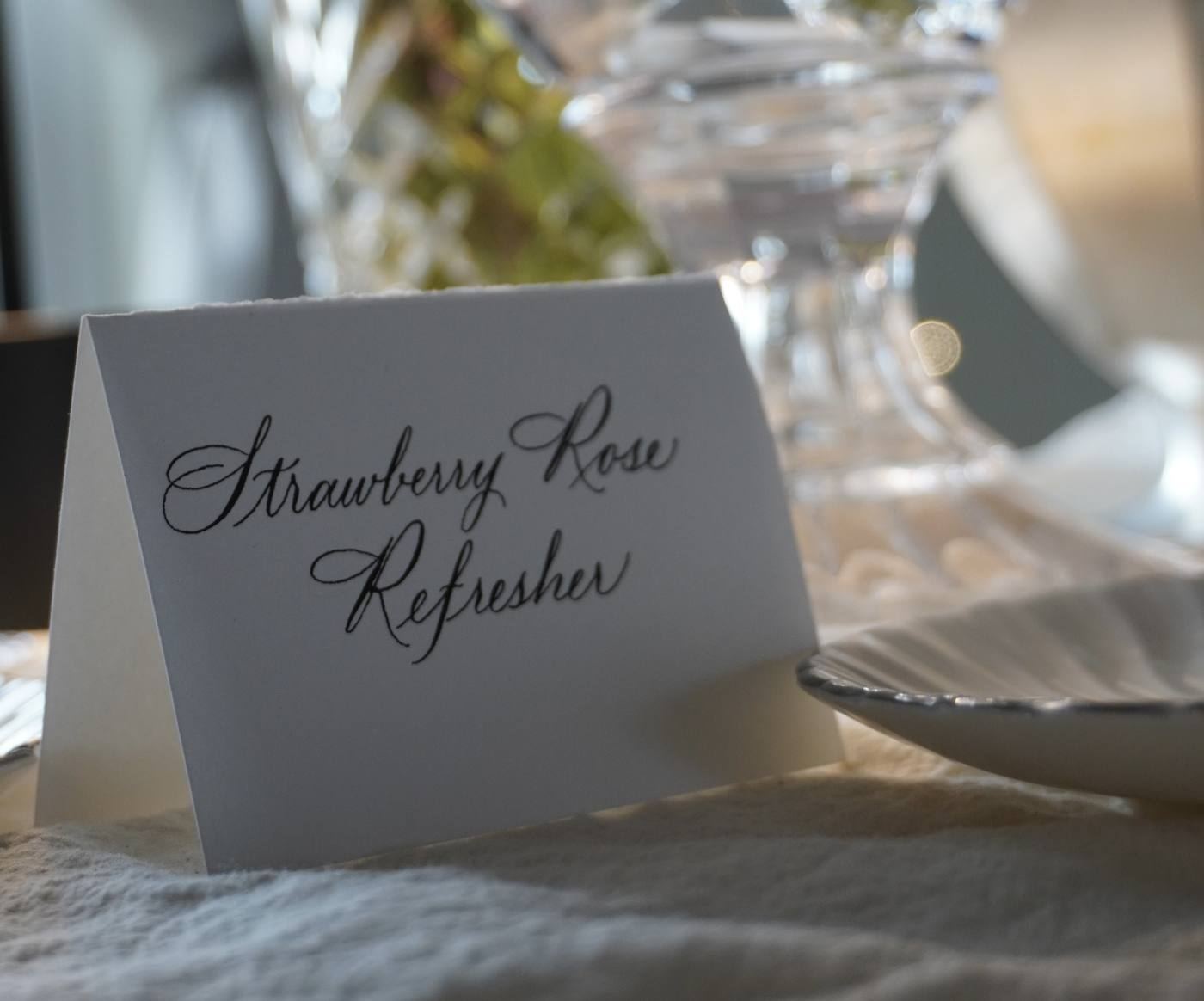 Strawberry rose refresher calligraphy card